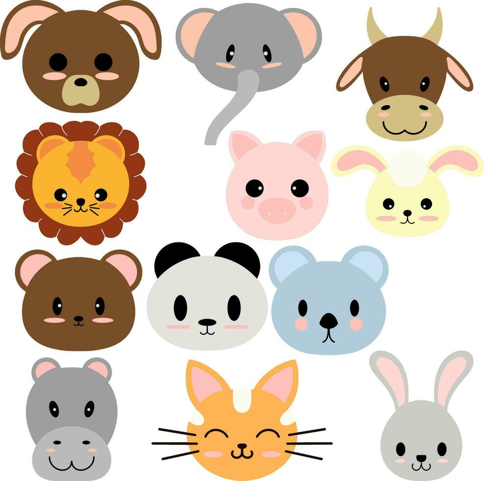 Vector set animal head illustration
