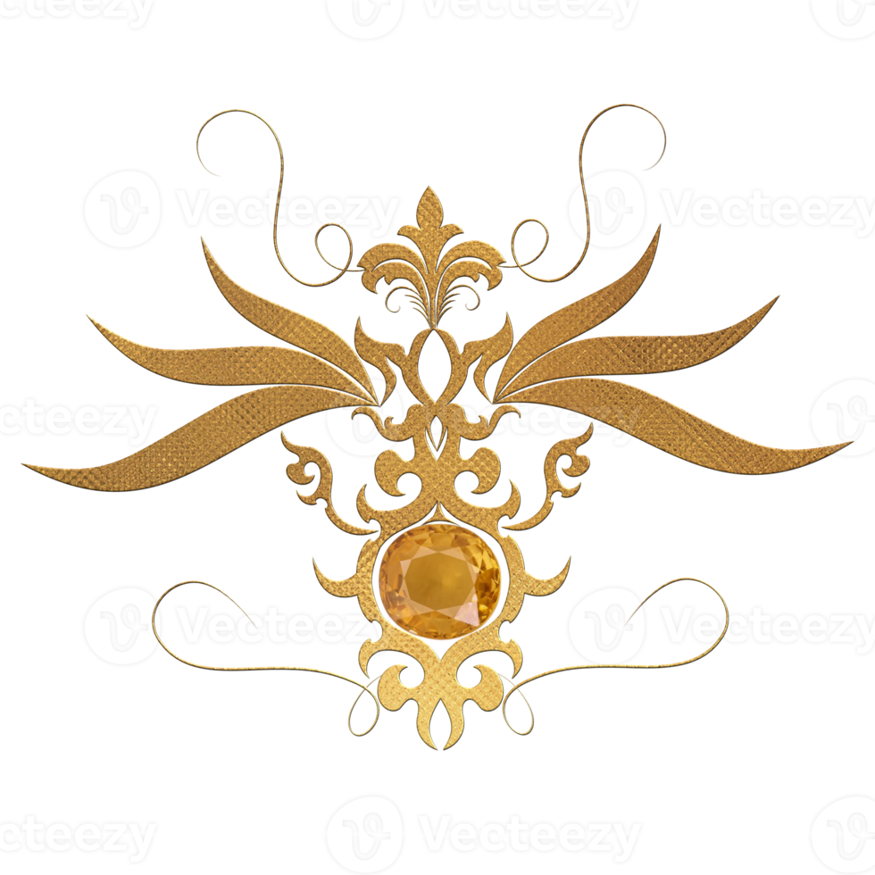 GOLDEN ELEGANT TRIBAL DESIGN WITH GEMSTONE png