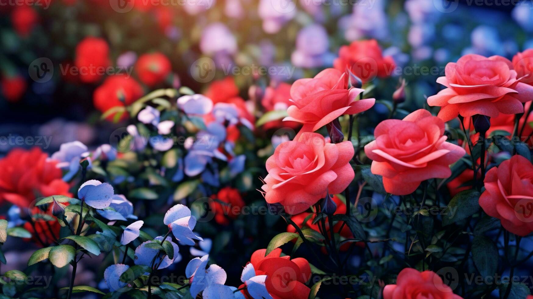 AI generated roses in the garden photo