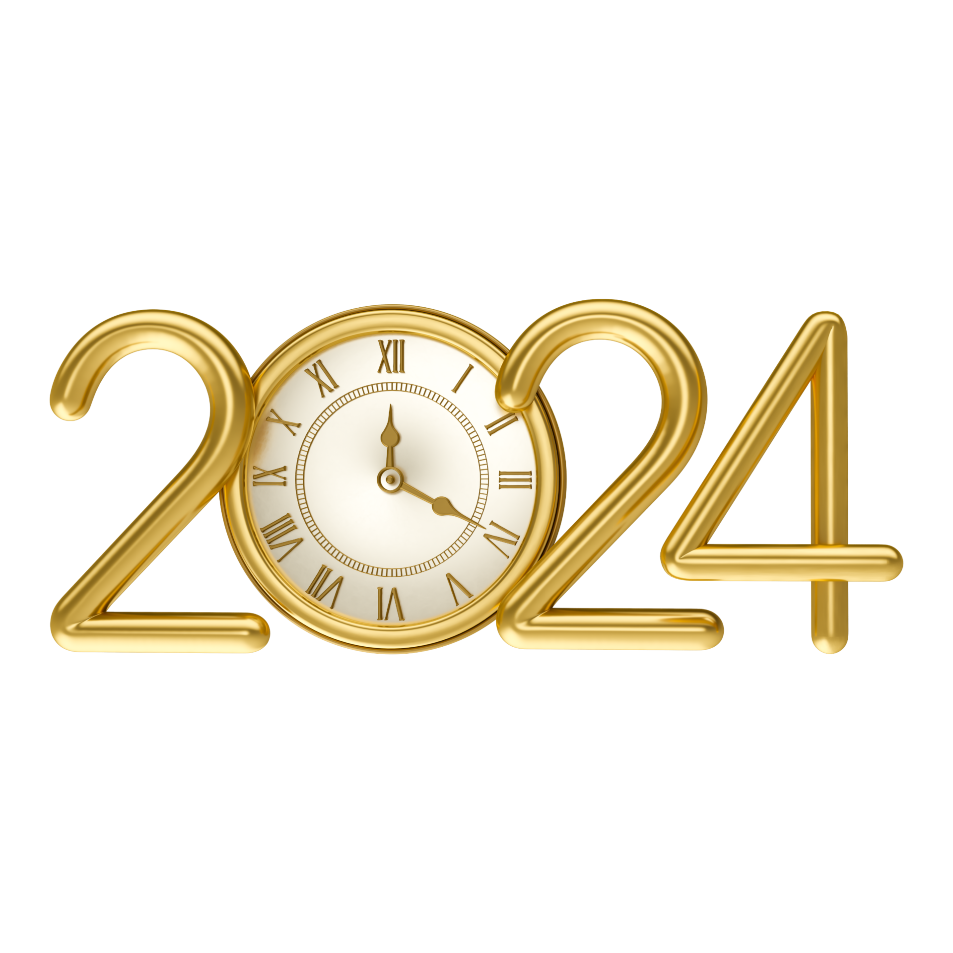 d'or nombre 2024 content Nouveau année dans 3d rendre 36049691 PNG