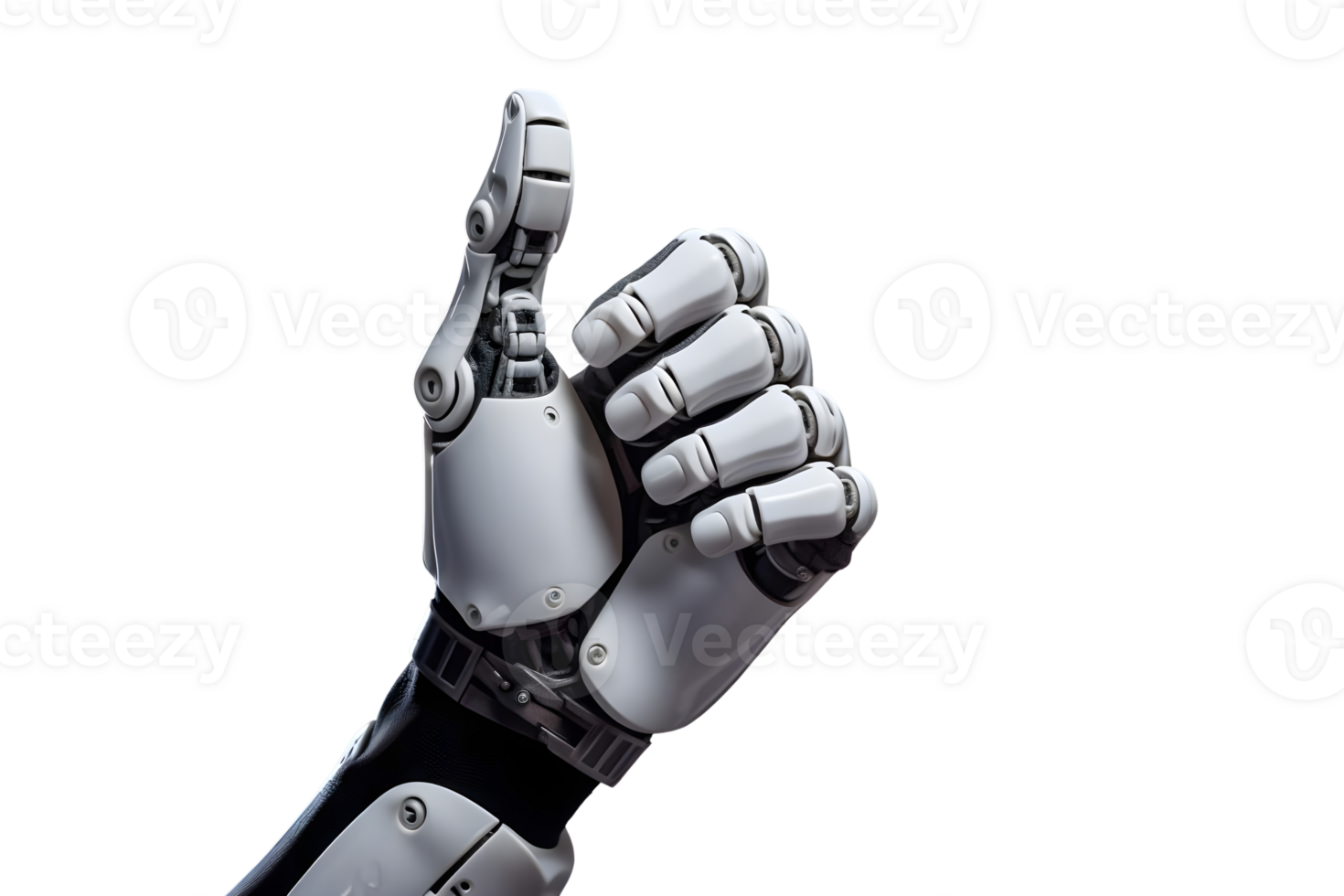 AI generated Realistic robot exoskeleton showing thumb up isolated png