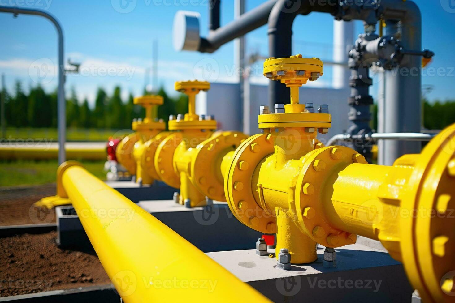 AI generated Pipeline valves. Gas transportation with gas or pipeline valves photo