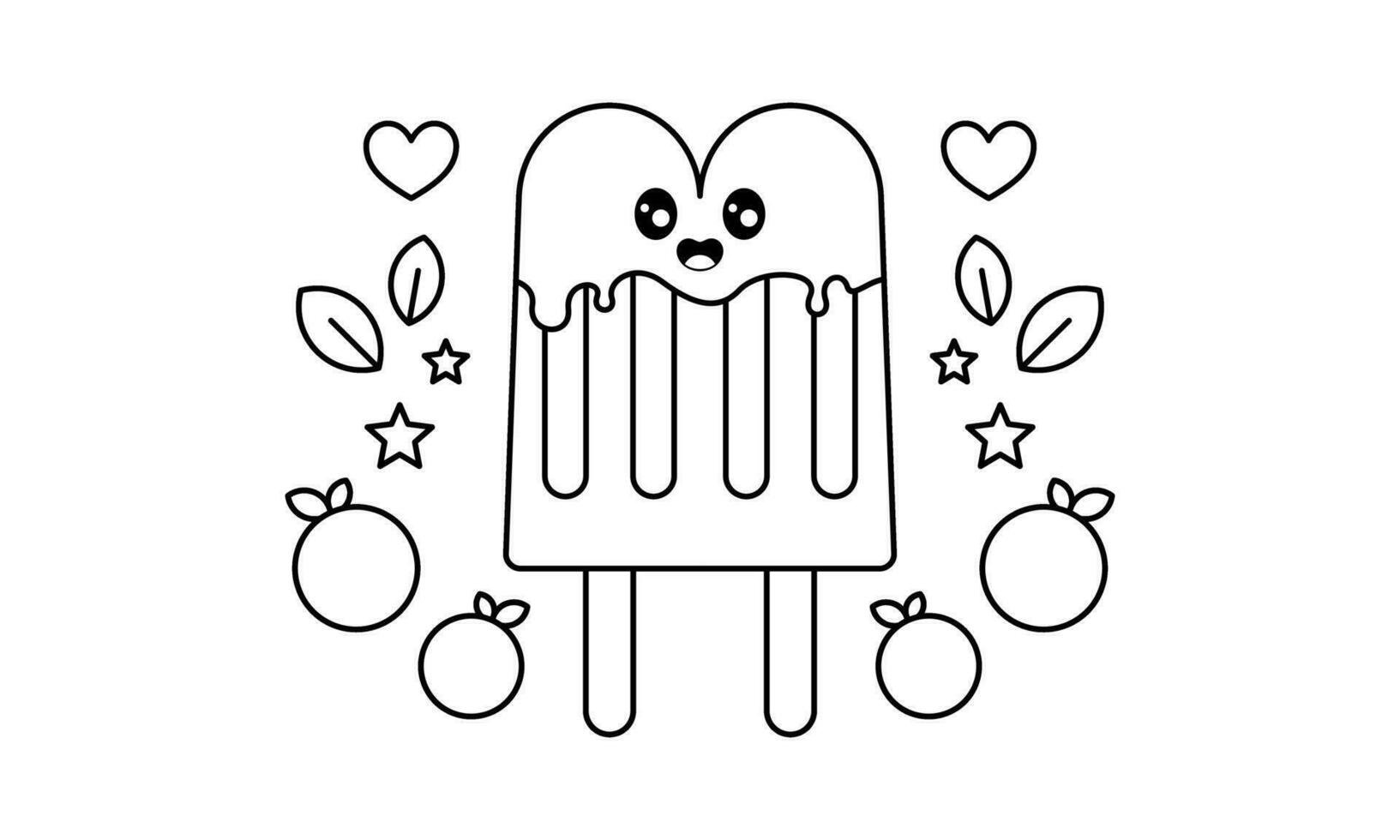 Kawaii coloring book with ice cream vector