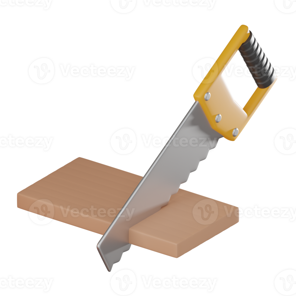Hand Saw Icon for Construction and Woodwork. 3D render png