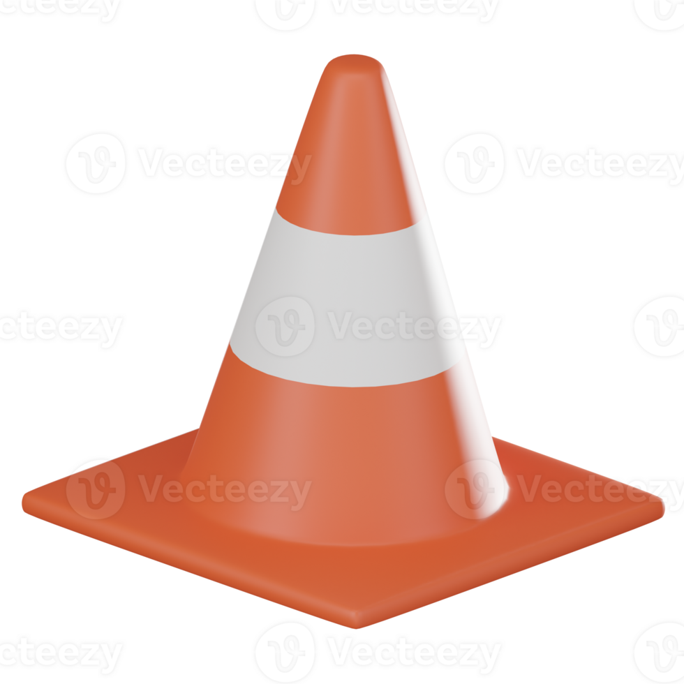 Cautionary Construction, of Safety Cone for Roadworks. 3D Render