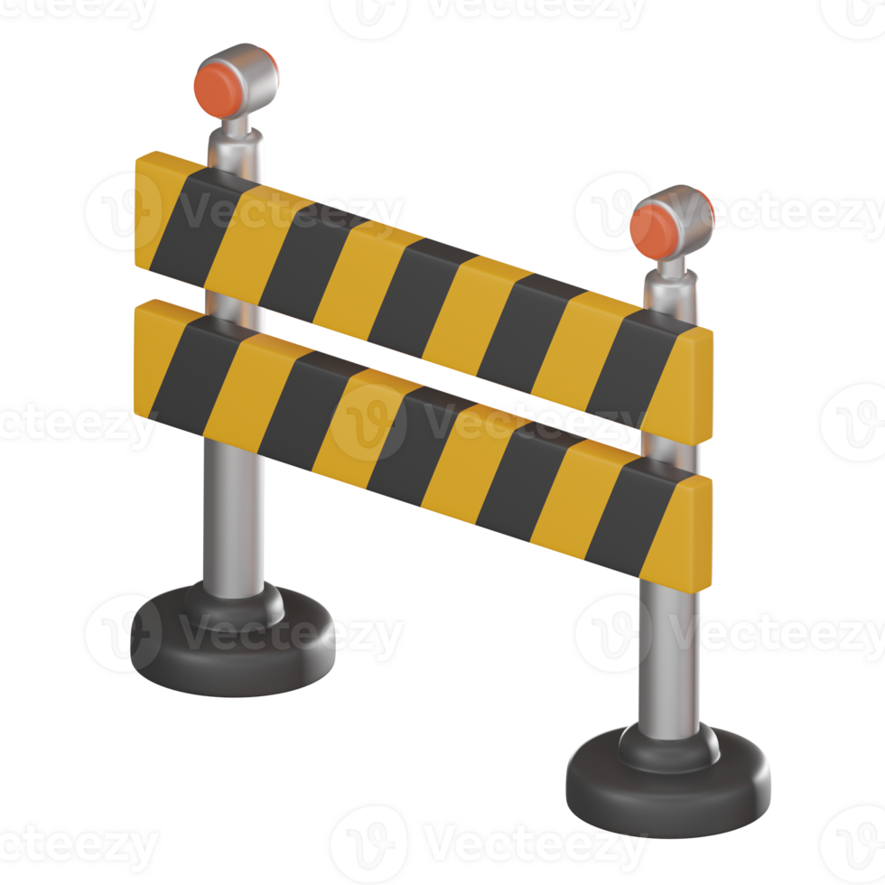 Traffic Barrier Construction Tools Icon for Safety in Progress. 3D Render png