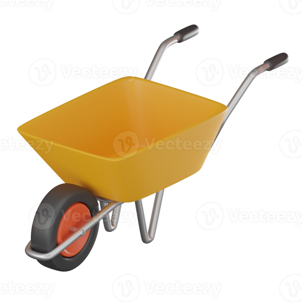 Building Foundations, Construction Wheelbarrow Icon for Industry Projects. 3D render png
