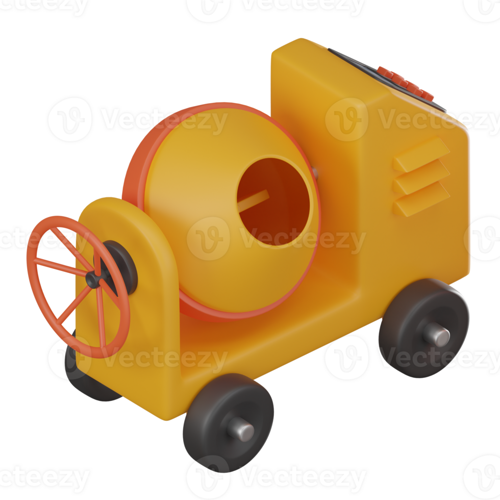 Concrete Mixer, Icon for Construction and Engineering Projects. 3D render png