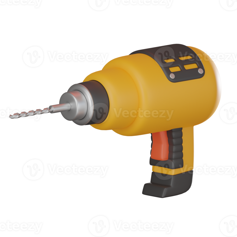 Powerful Precision,  Electric Drill Icon for Construction and DIY Projects. 3D render png