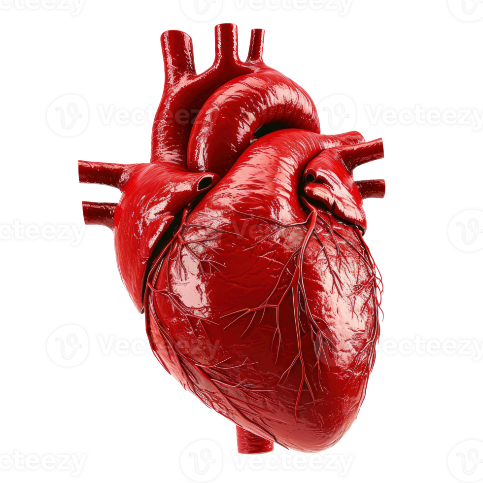 AI generated Real human heart isolated on white background png