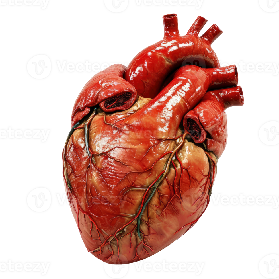 AI generated Real human heart isolated on white background png