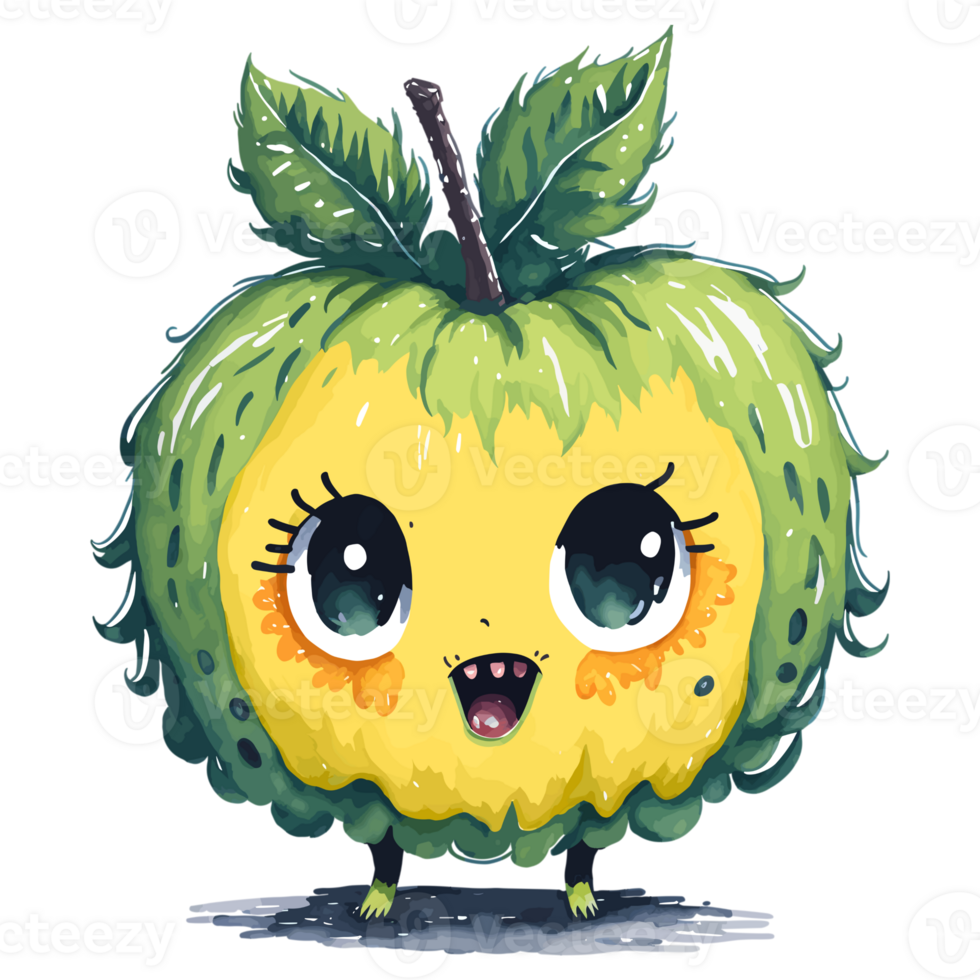 AI generated Watercolor cute kiwi cartoon character. png