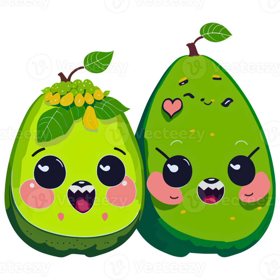 AI generated Cute avocado couple png