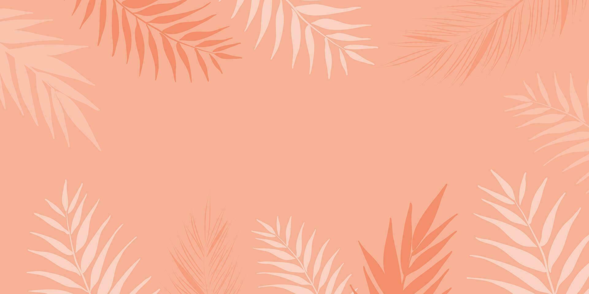 Abstract Peach Fuzz background with palm leaves vector