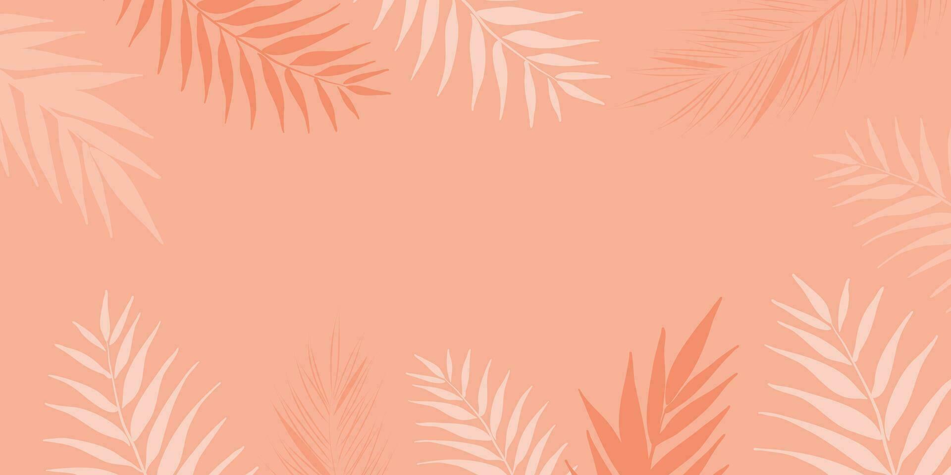 Abstract Peach Fuzz background with palm leaves vector