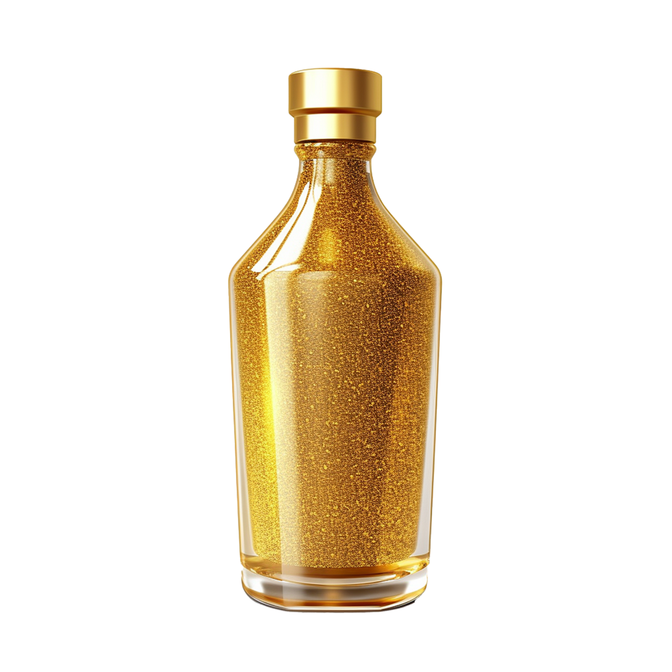 AI generated Golden bottle png isolated on transparent background