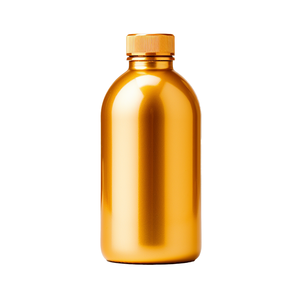 AI generated Golden bottle png isolated on transparent background