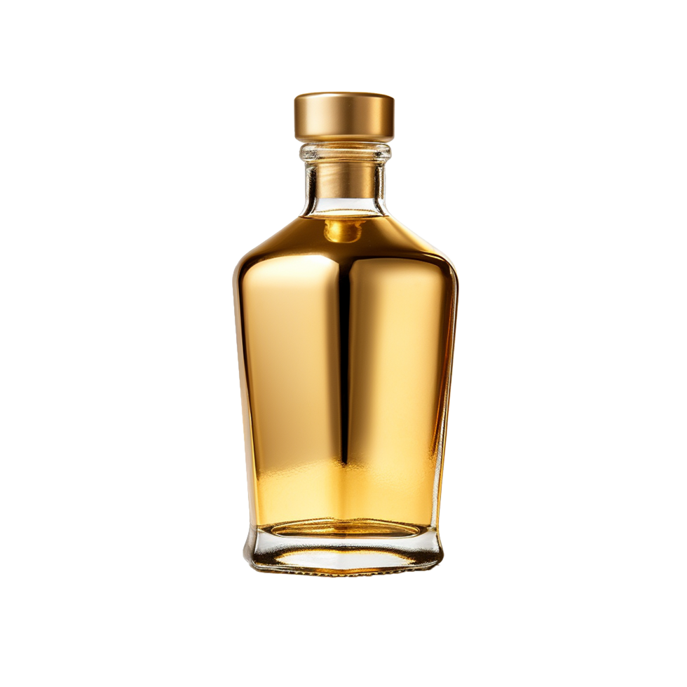 AI generated Golden bottle png isolated on transparent background