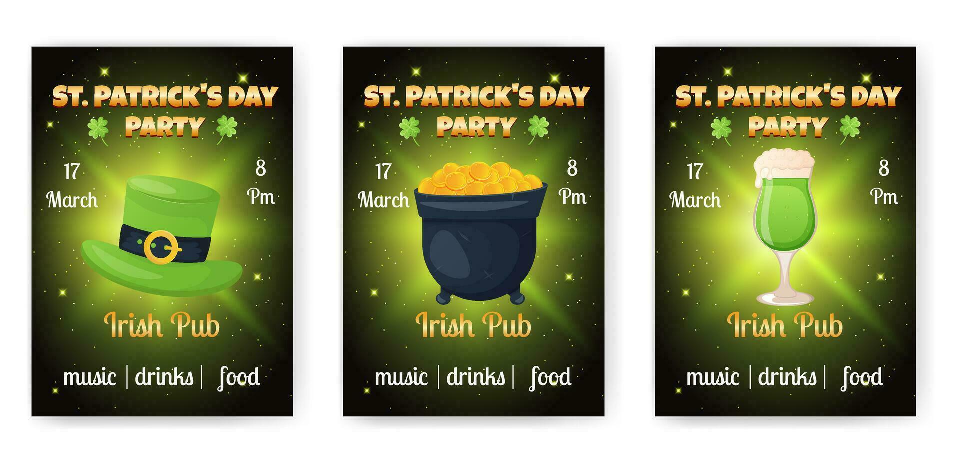 Saint Patrick's day promo banner collection vector