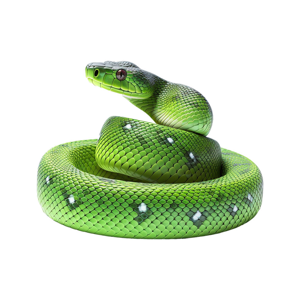 AI generated Green Snake isolated on transparent background png