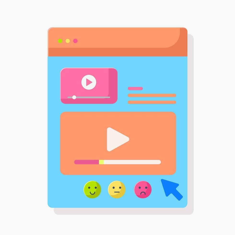 Video playlist with cute emoticon and smooth color vector
