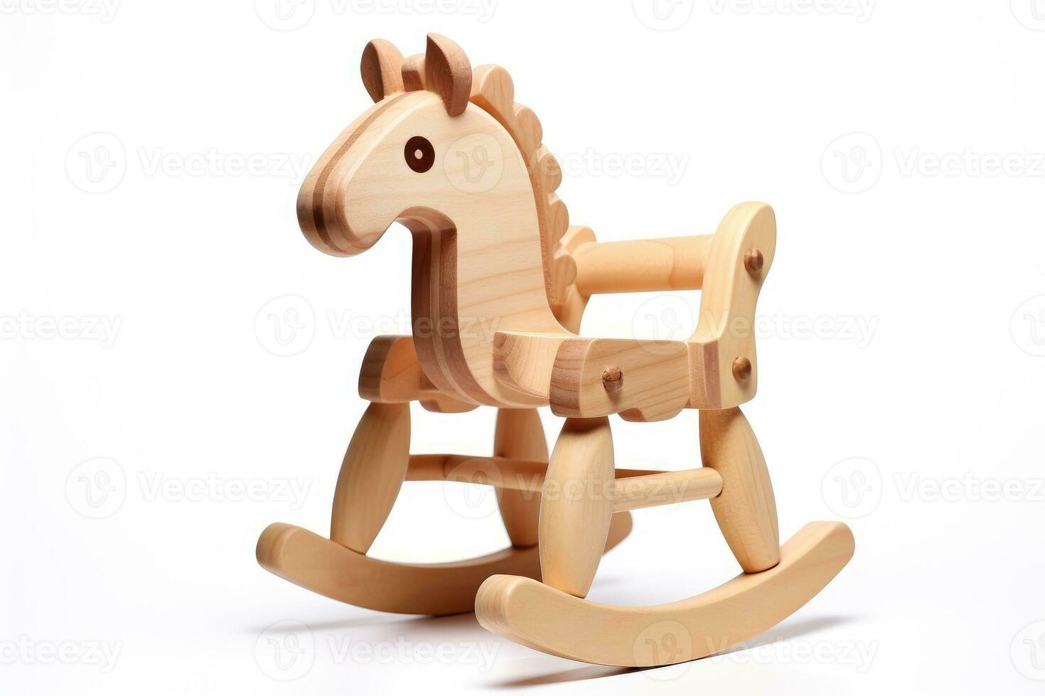 ai generado de madera balanceo caballo, para niños juguete foto