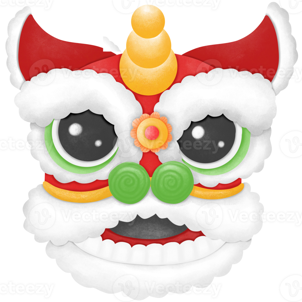 Chinese lion head dance illustration png