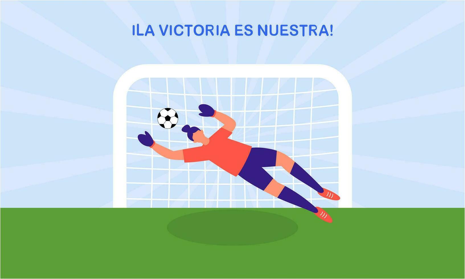 Español fútbol americano jugadores celebrando su victoria a el mundo taza ilustración vector