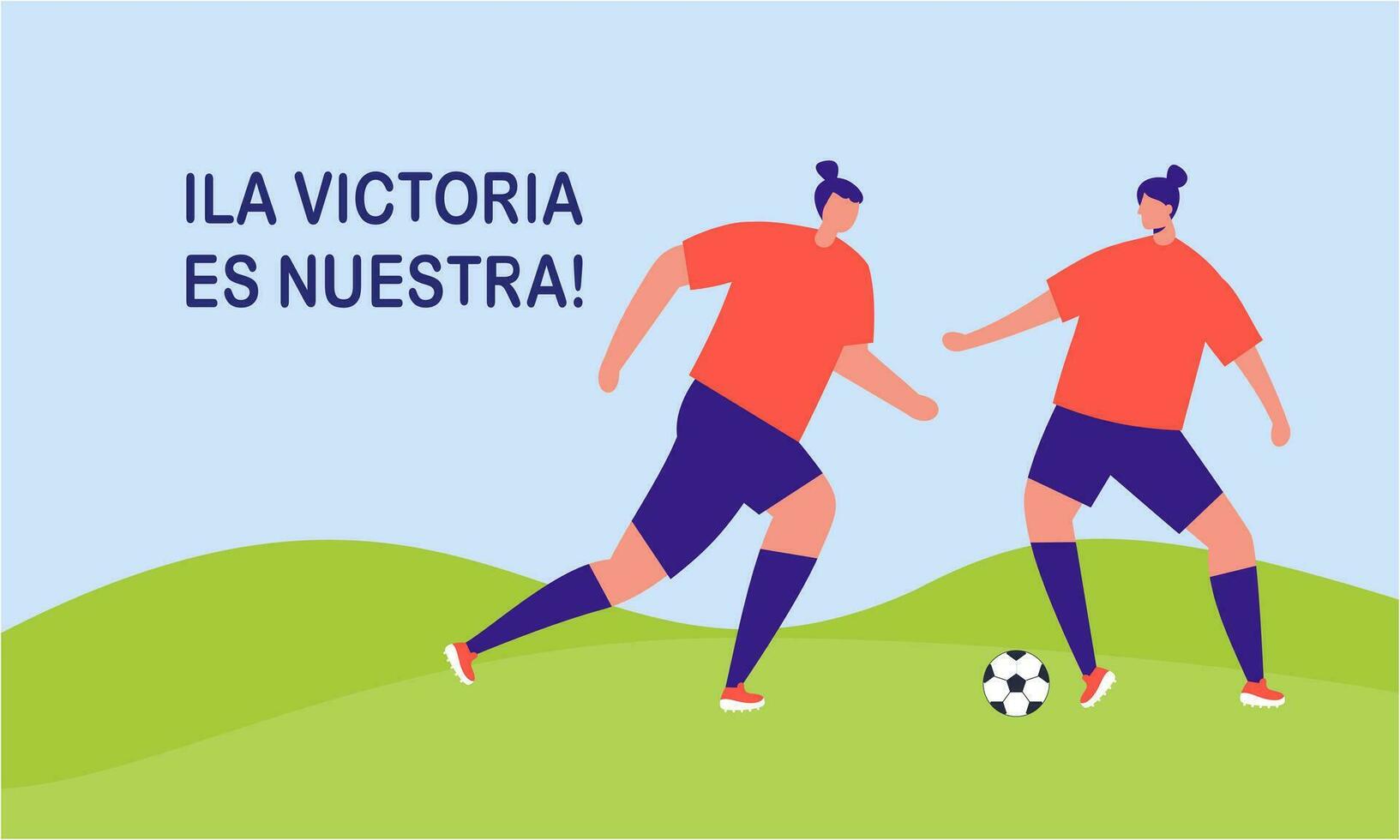 Español fútbol americano jugadores celebrando su victoria a el mundo taza ilustración vector