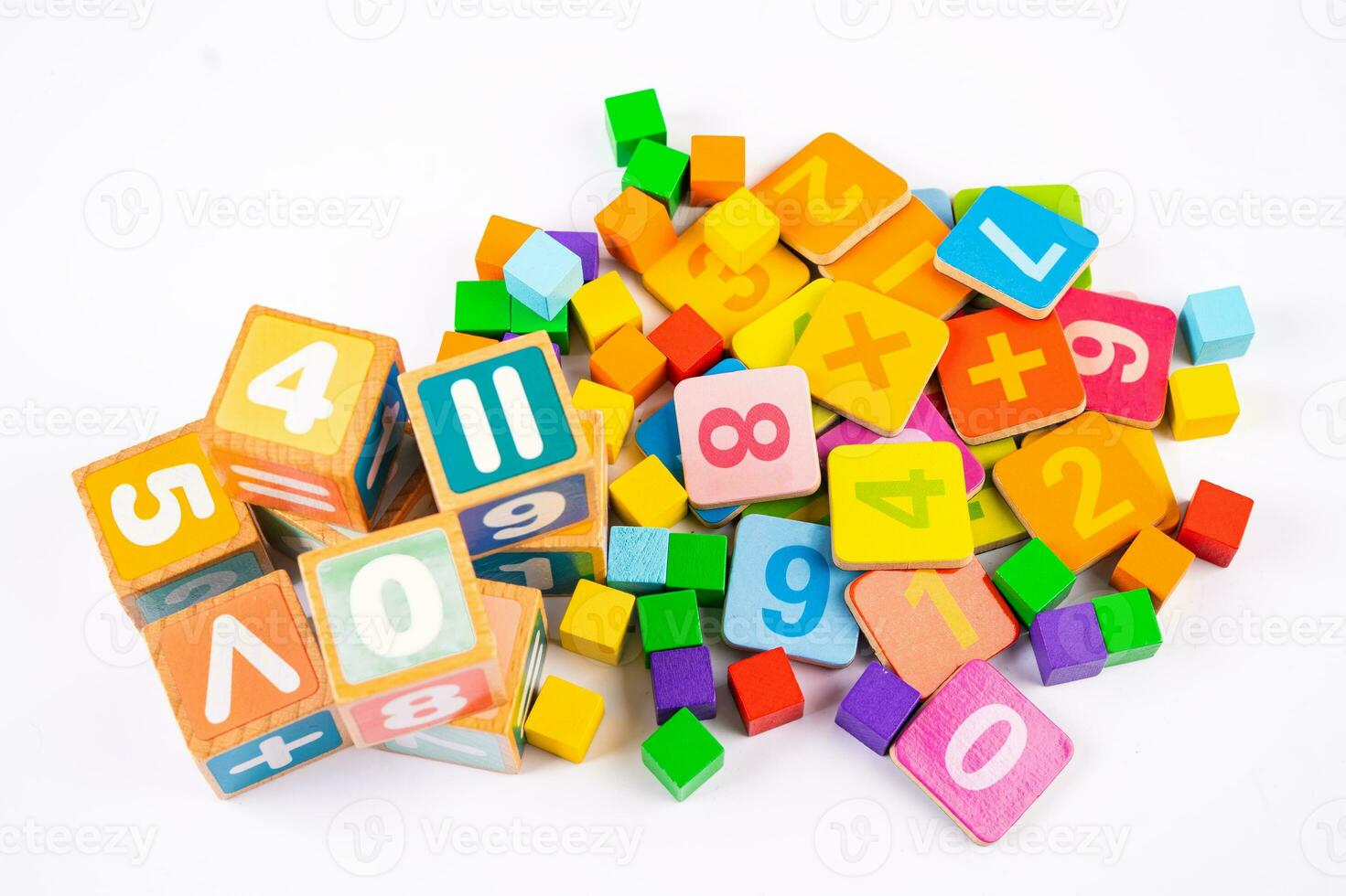 Math number colorful on white background, education study mathematics learning teach concept. photo