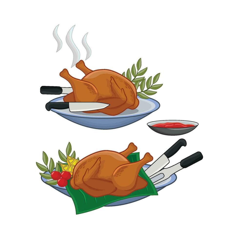 ilustración de asado pollo vector