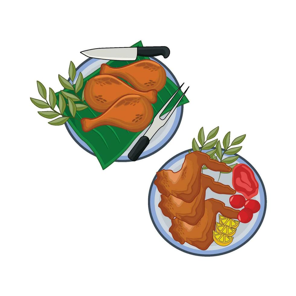 illustration of roasted chicken vector