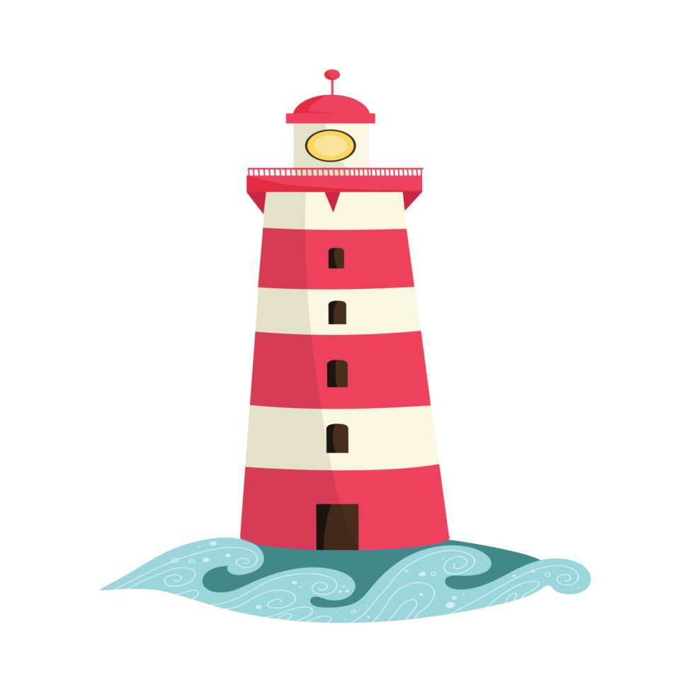 AI generated Red white lighthouse, png
