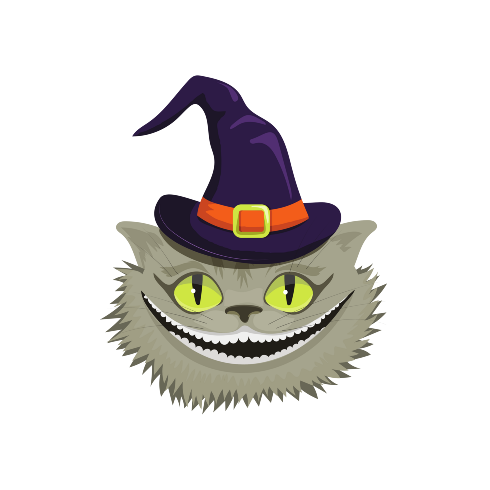 AI generated Halloween cats costume party funny halloween cat in witch hat with ghosts png