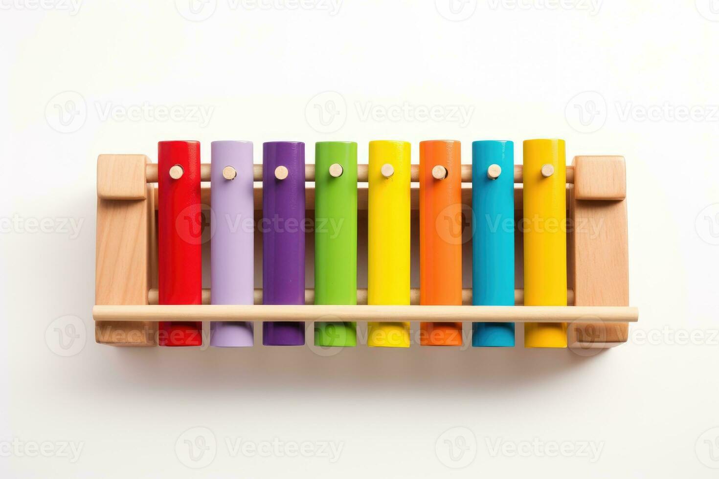 AI generated Colorful wooden xylophone on white background photo