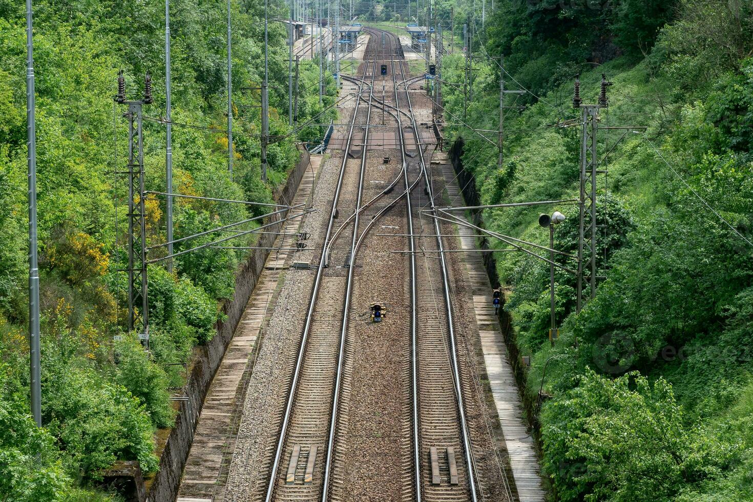 View on two railway track lines photo