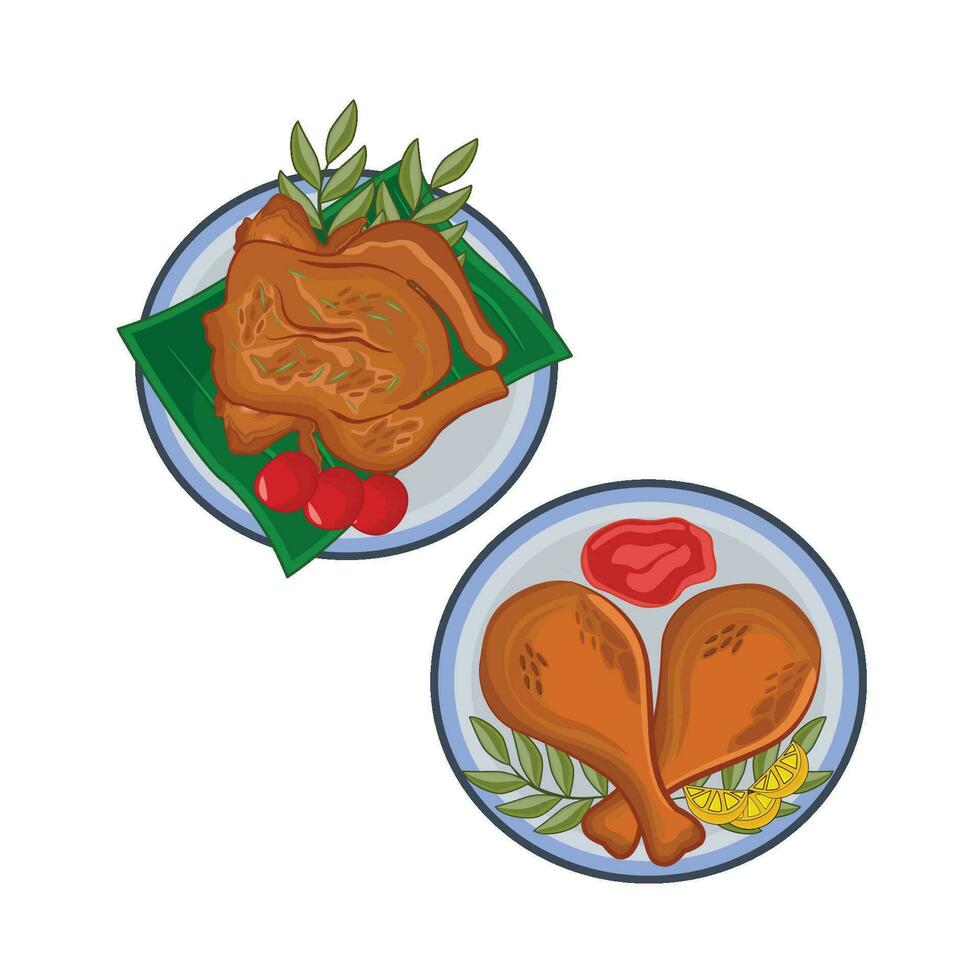 illustration of roasted chicken vector