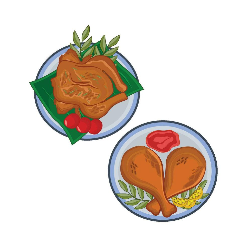 ilustración de asado pollo vector