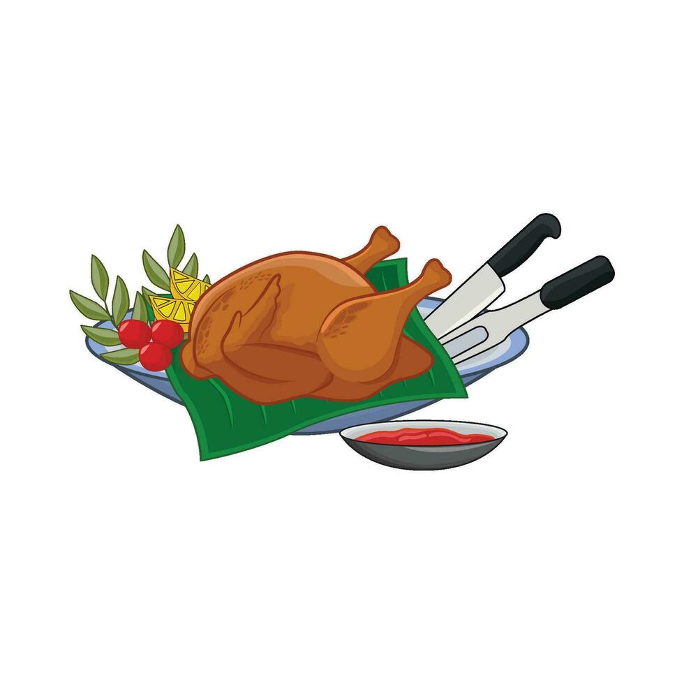 illustration of roasted chicken vector