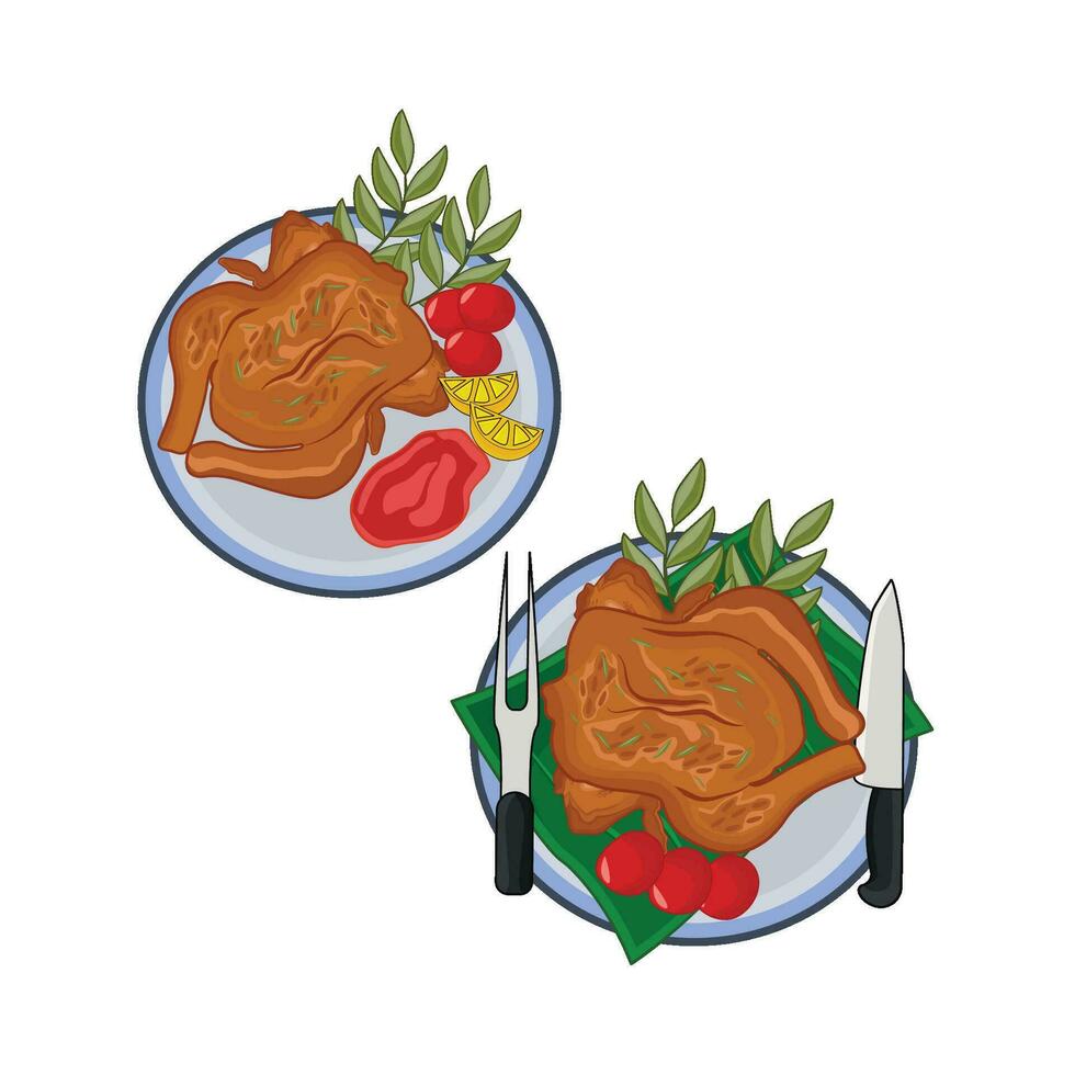 illustration of roasted chicken vector