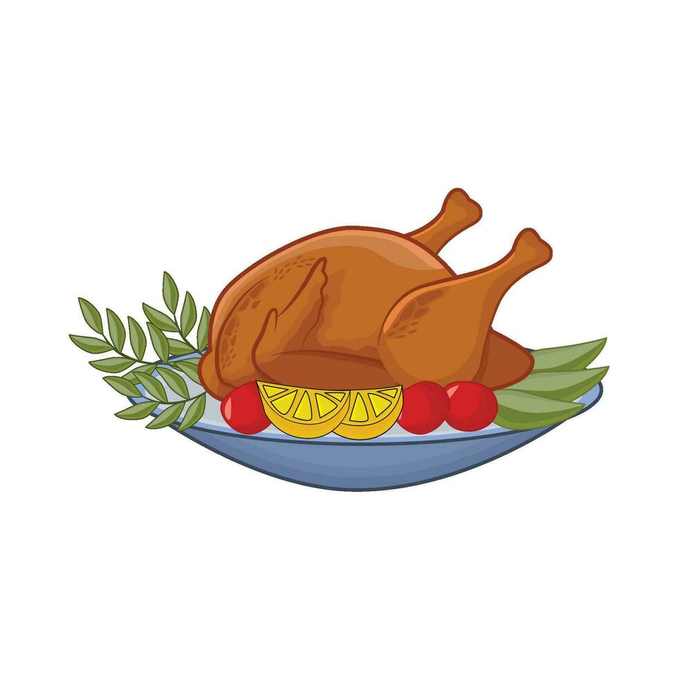 illustration of roasted chicken vector