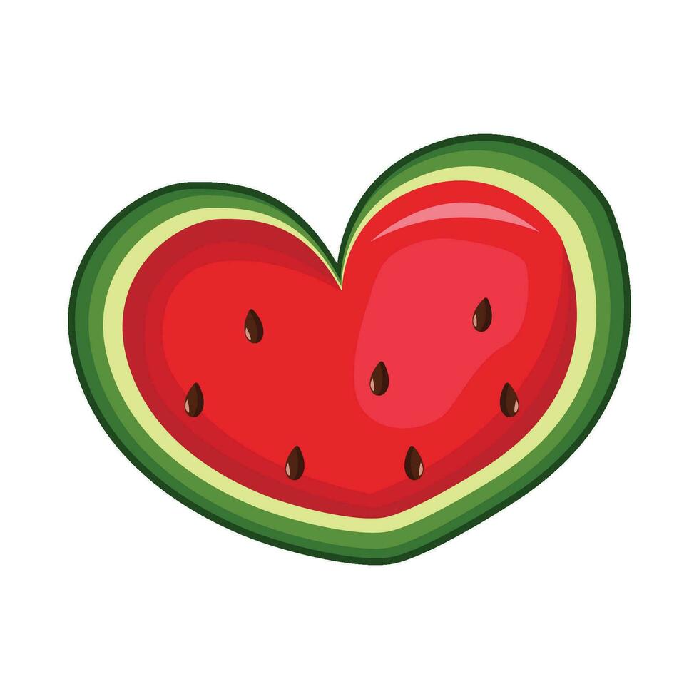 watermelon heart illustration vector