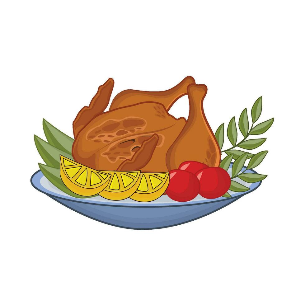 illustration of roasted chicken vector