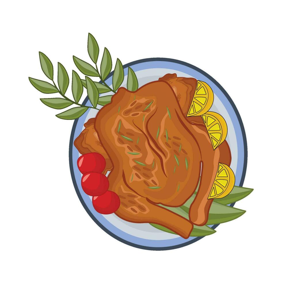 ilustración de asado pollo vector