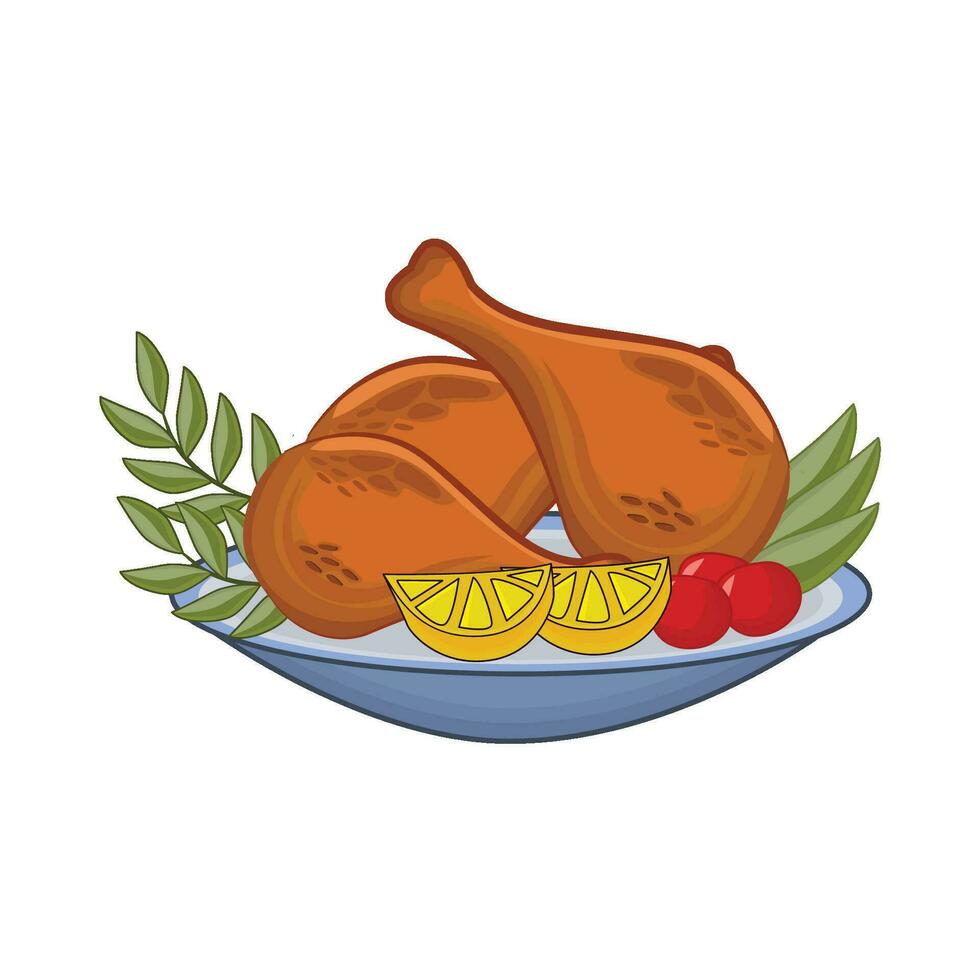 ilustración de asado pollo vector