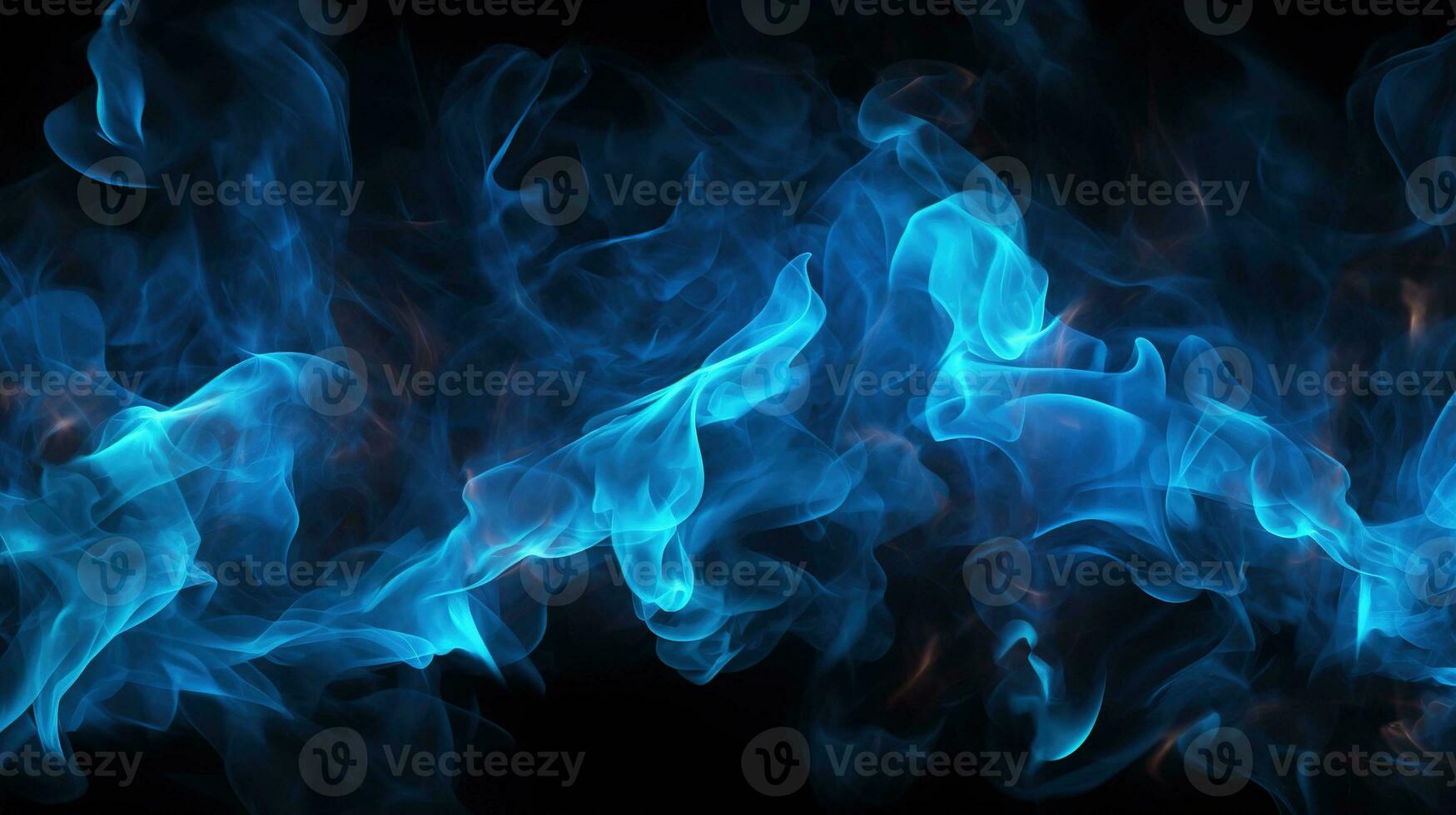 AI generated Blue Flames on Black Background. Fire, Hot, Burn photo