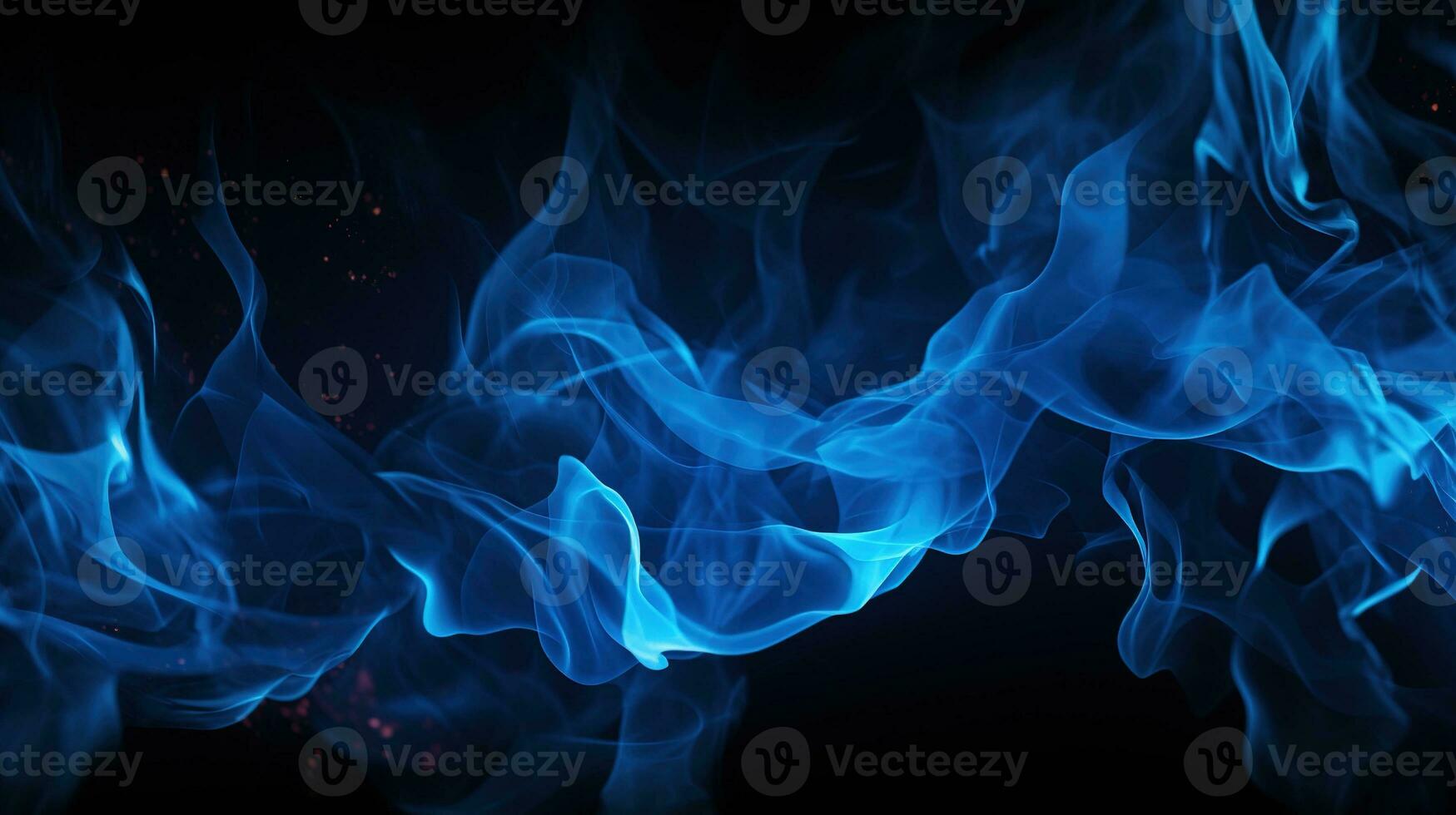 AI generated Blue Flames on Black Background. Fire, Hot, Burn photo