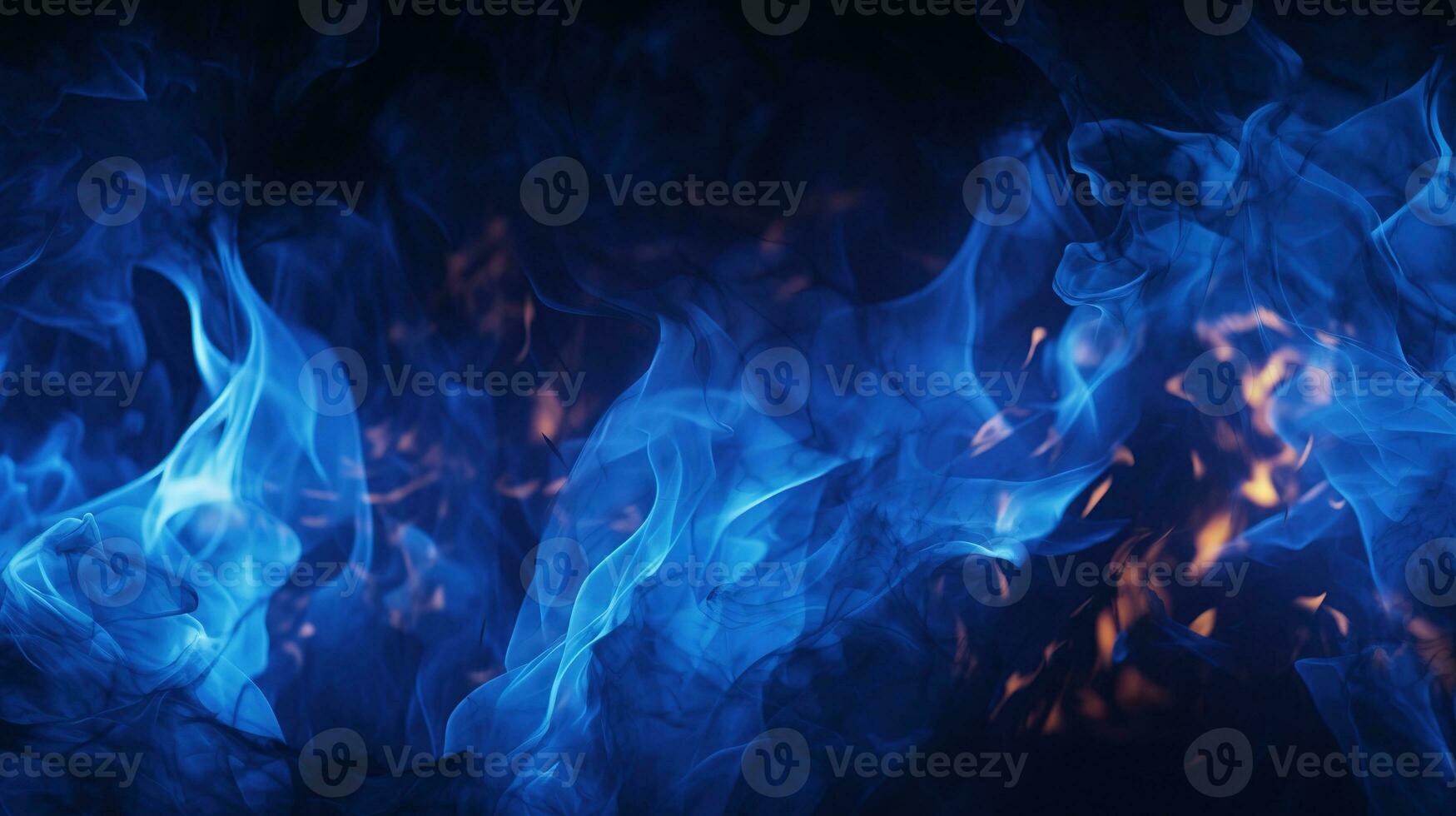 AI generated Blue Flames on Black Background. Fire, Hot, Burn photo