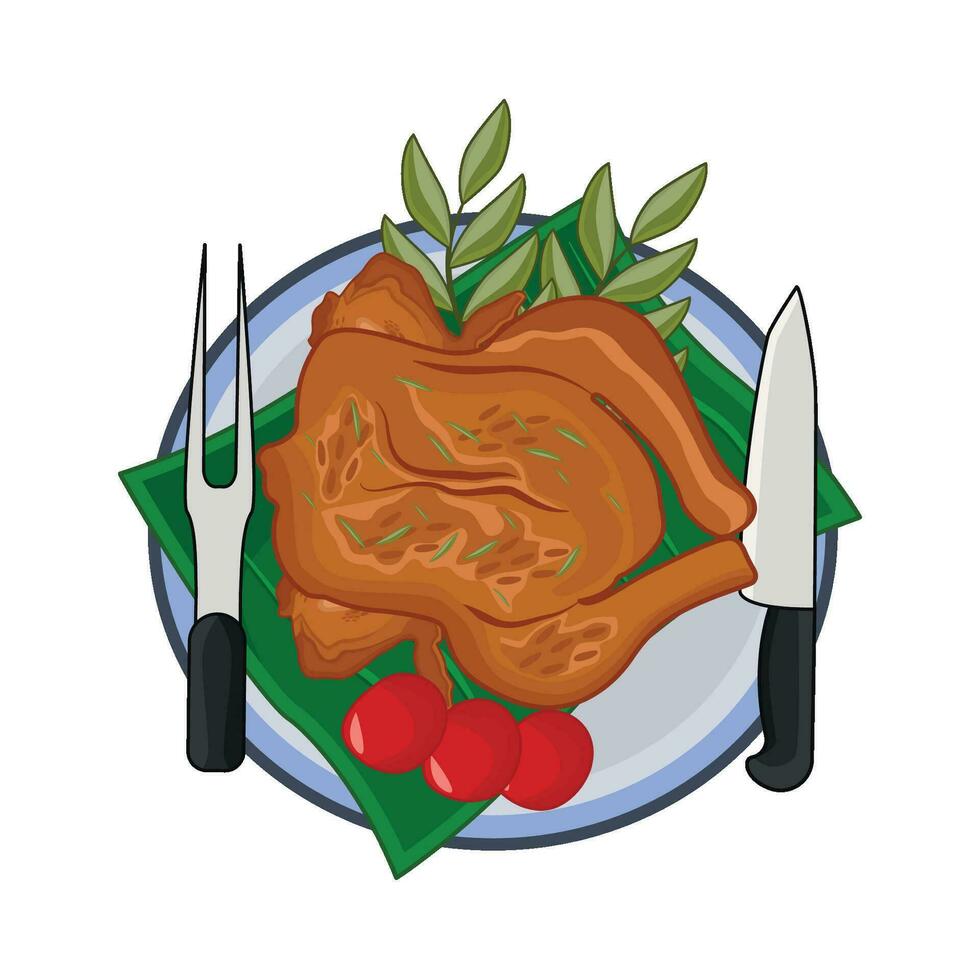 illustration of roasted chicken vector