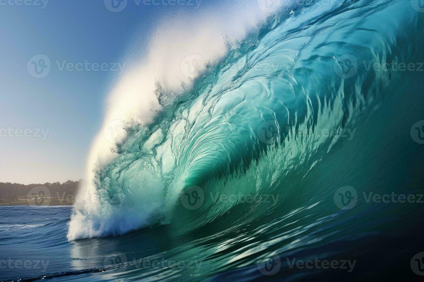 AI generated Sea wave for surfing on water surface photo